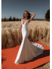 Beaded Ivory Lace Satin Open Back Best Wedding Dress